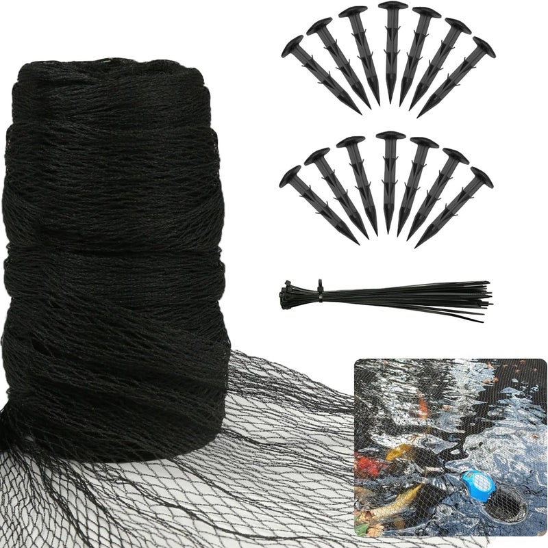STSTECH Pond Netting Shield for Leaves,Protects Koi Fish from Birds Cats Predators,Durable Mesh Protective Cover for Pool Farm Orchard Veggie Garden (14.1x14ft) - Image 1